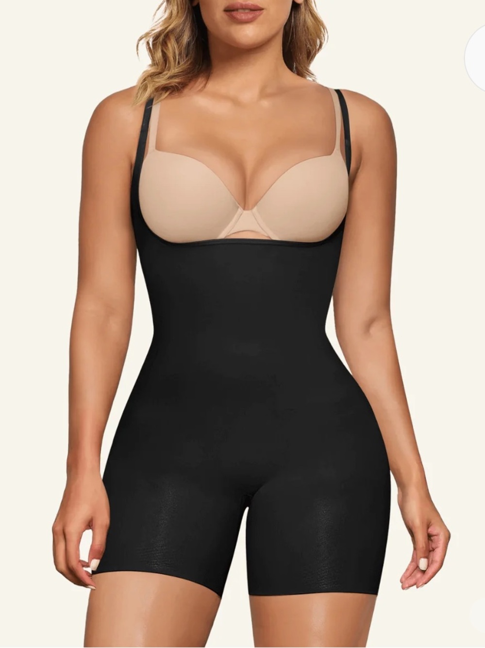 SHAPERX Seamless Open-Bust Tummy Control Shorts Bodysuit